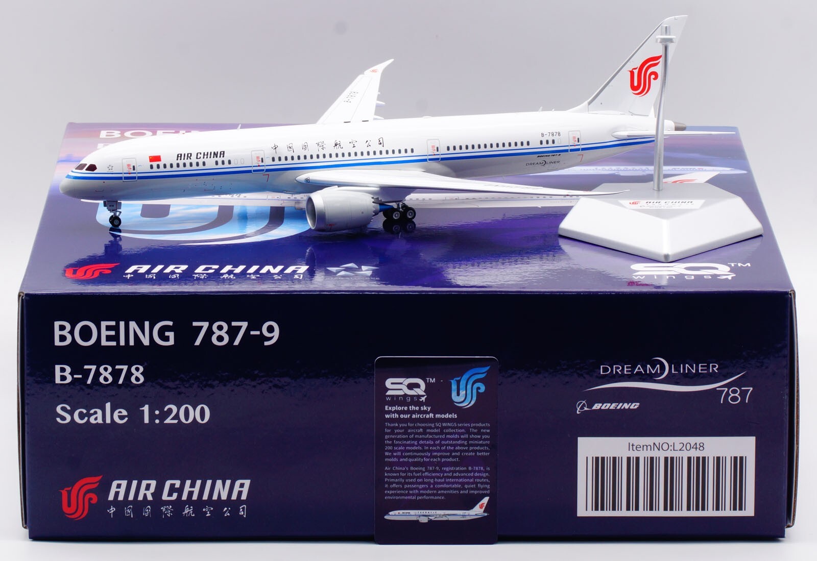 1:200 SQ Wings AIR China Boeing B787-9 B-7878 Diecast Aircraft Model Jet L2048