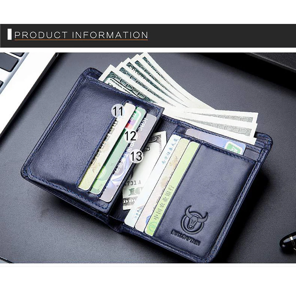 Vintage cowhide multifunctional men's wallet RFID with ID card slot card case - Image 3 of 4
