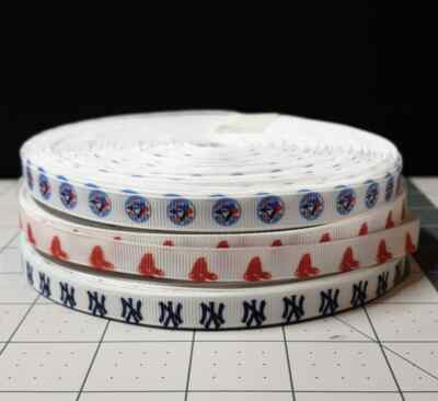 NEW 5-yards of Blue Jays, Red Sox, Yankees 3/8'' wide Grosgrain Ribbon