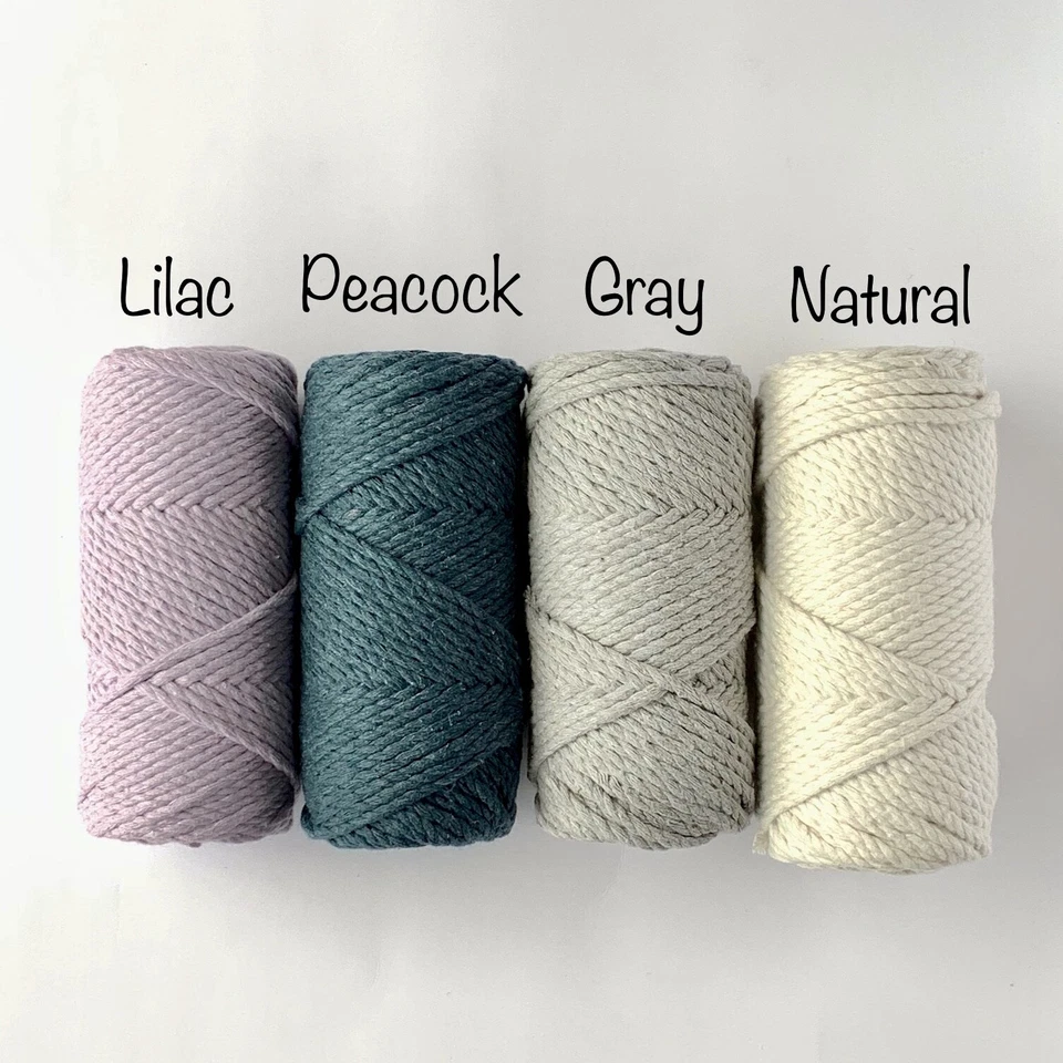 Cordón de algodón macramé, 3-4 mm trenzado 65 yardas cordón de macramé, cuerda de macramé de algodón Foto 4 de 4