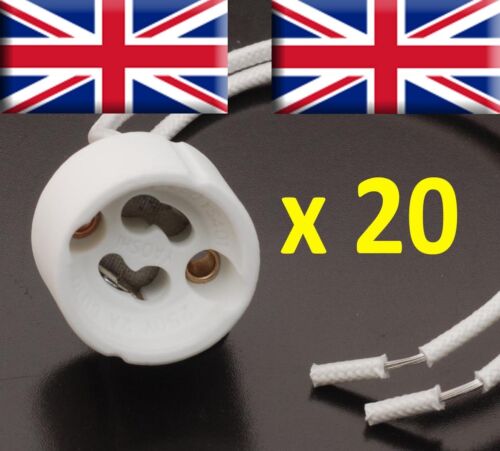 20 x GU10 Lamp Holder Mains Base Connector Downlighter Fitting UK supplier bulb - Picture 1 of 1