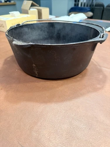 Vintage Lodge No 8 Cast Iron Dutch Oven Deep Skillet Pot Made in USA Camp Cookin