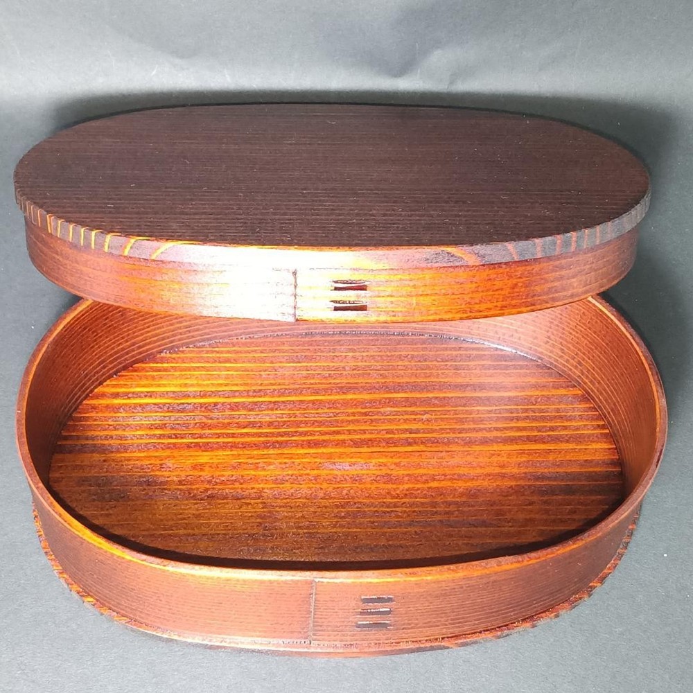 Jubako Bento Box Japanese Unused Odate magewappa Urushi lacquer Oval bento small Jubako Bento Box Japanese Unused Odate magewappa Urushi lacquer Oval bento small