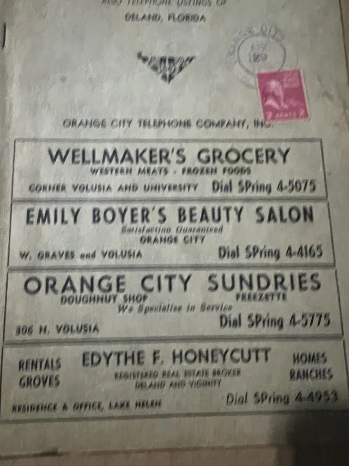 De colección 1955 Orange City guía telefónica guía telefónica rara Deland Foto 2 de 4