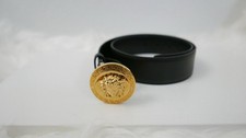 Versace Black Adjustable Dress Belt Gold Medusa Buckle women’sDesigner Classic