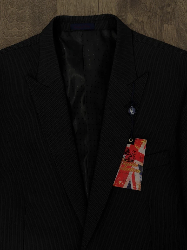Jaqueta/calça masculina blazer lavanderia inglesa nova com etiquetas tamanho 40L 2 peças listra preta 33X38 - Imagem 3 de 4