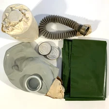 Vintage GP-5 Soviet Era Gas Mask Kit with Czech Army Pack / Military Field Bag
