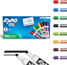 EXPO Dry Erase Markers, Low Odor Ink, Assorted Colors, Chisel Tip, 192 Count