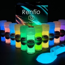 Renfio 12 Colors Glow in The Dark Powder Set, 9.86oz 276g Resin 12