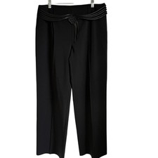 Joseph Ribkoff Vintage Dress Pants Faux Belt Size 12 Black Wide Leg Timeless