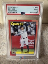 2025 Topps Series 1 - 1990 Topps Baseball Ben Rice #T90-19 (RC) PSA 9 Mint!! 🔥