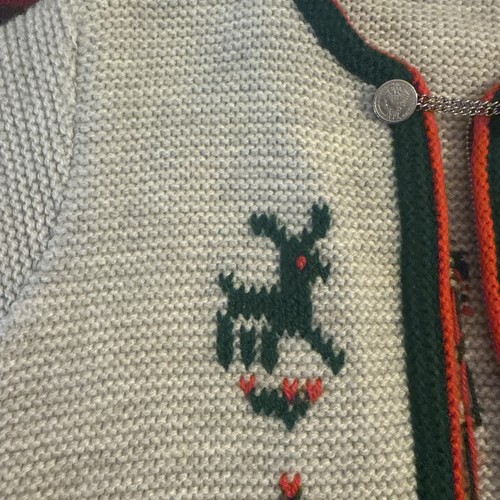 St. Peter Trachten Cardigan Sweater Christmas Wool Blend Reindeer - Picture 5 of 13
