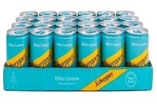 Schweppes Bitter Lemon 24 x 30cl Cans Crisp Refreshing Fizzy Drink