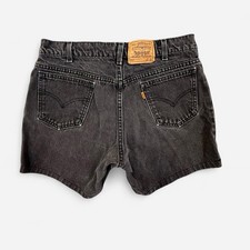 Vintage 90s Levi s 550 Orange Tab Denim Shorts Size 33 Black Husky