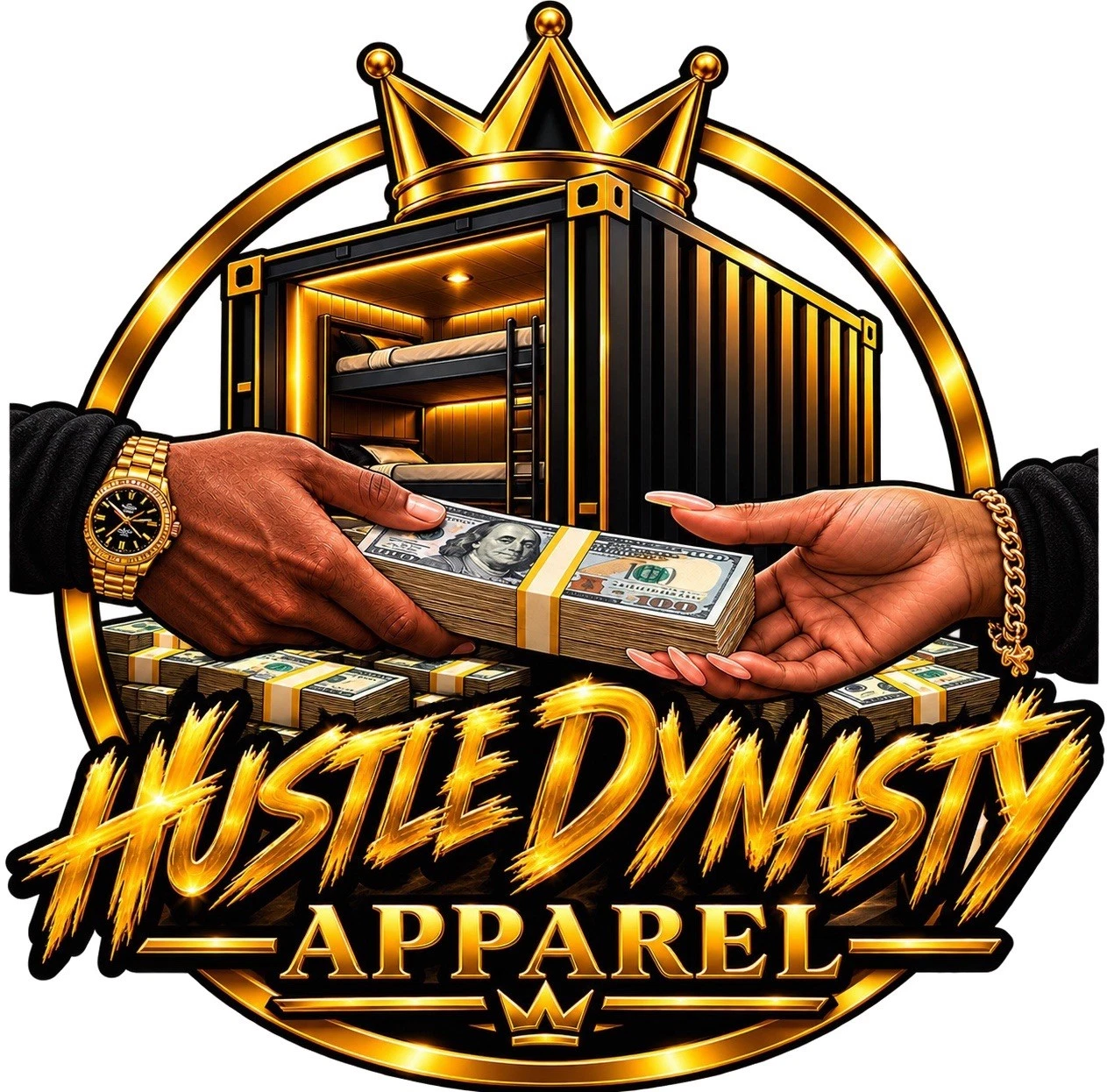 Hustle Dynasty Apparel Men’s M Regular Black Cotton Graphic Logo Crew T-Shirt - product detail image 3