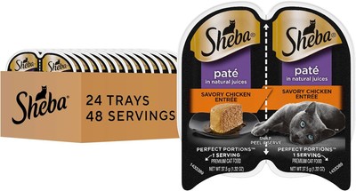Sheba Perfect Portions Paté Adult Wet Cat Food 24 Count (Pack of 1), Chicken 