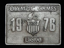 PA01154 VINTAGE 1976  U.S.A. OLYMPIC GAMES  COMMEMORATIVE BERGAMOT BELT BUCKLE