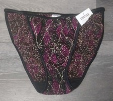 Vtg NWT String Bikini Panties Metallic Glitter Sparkly Argyle Size Large