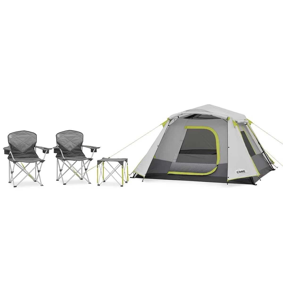 CORE 4 Piece Camping Equipment Combo Set 4 Person Tent with Chairs, Table & Bag