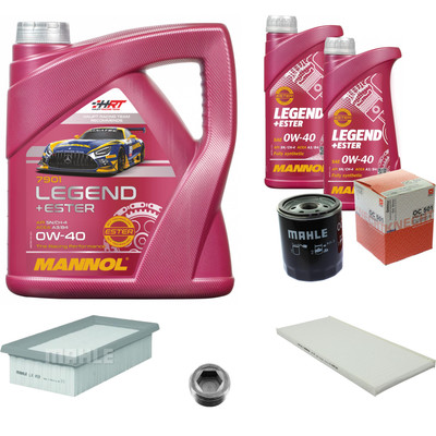 MAHLE Inspektionspaket 6 L MANNOL Legend+Ester 0W-40 für Fiat Tipo 1.6 i.e 1.9