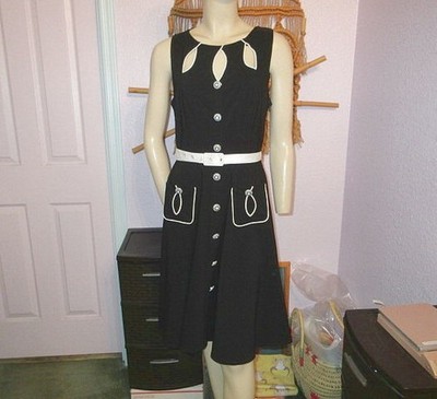 50s Style Voodoo Vixen Swing Dress Size L Pockets Retro Rockabilly Whimsigoth