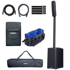 QSC KC12-BK Active Powered Black Column DJ PA Speaker System w Cover