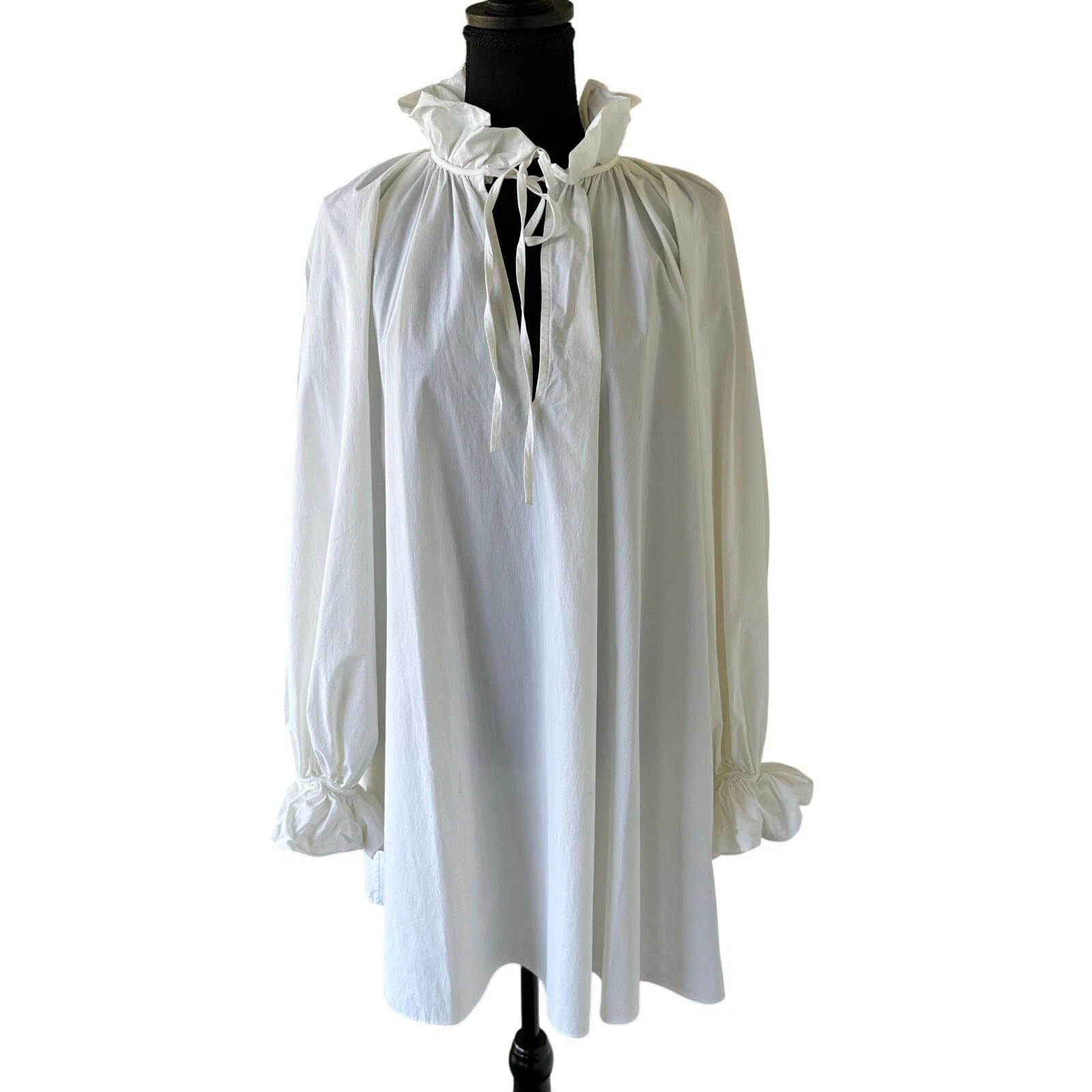 Abito donna Moschino Couture bianco in cotone raccolto taglia US 10