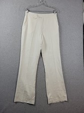Chaps 100% Linen Ivory Midi Rise Flare Leg Trousers Women's 4 Lined