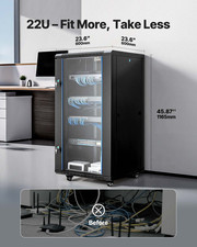 22U Wall Mount Network Server Cabinet 23.6in Deep 300lb Locking Glass Door Rack