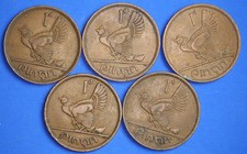 5 Ireland EIRE Irish Pennies 1d coins, Hen & Chicks, various dates [29903]