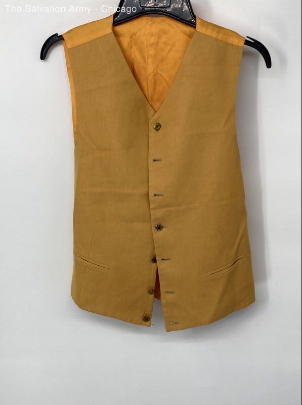 Mens Gold Colored Sleeveless Button Front Waistcoat Vest Size X-Large