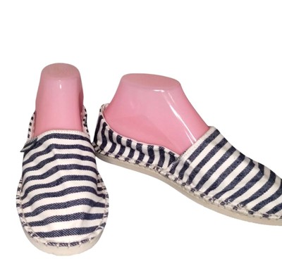 New Havaianas Alpargatas Origine Navy Stripe Espadrilles Shoes W9/M8