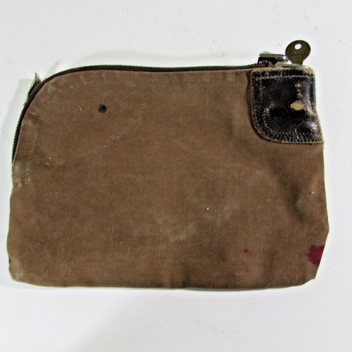 EARLY VINTAGE CANVAS BANK BAG W/ LOCK AND KEY. - Bild 4 von 4