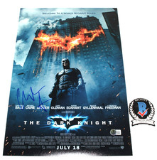 CHRISTIAN BALE SIGNED 'THE DARK KNIGHT' 12x18 MOVIE POSTER BECKETT COA BATMAN