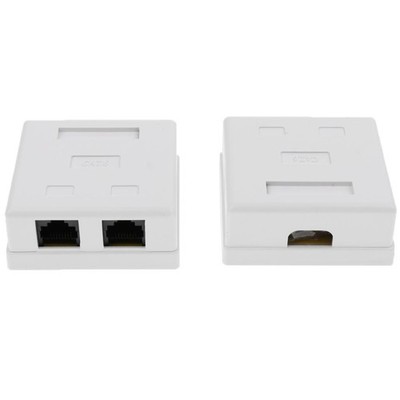 2x Cat6 Double Ports Oberflächenmontage Outlet Box Gesichtsplatte Backbox Combo