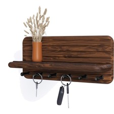 Schlüsselbrett Holz Wandhaken Ablage Schlüsselhalter Flur Braun