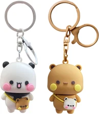 2PCS Cute Keychains BuBu Dudu, Mini Kawaii Cartoon Statue Bears Panda...