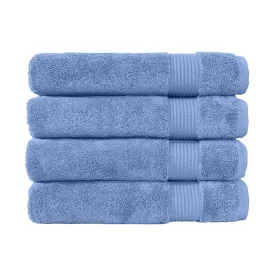 Classic Turkish Towels 4-Piece Bath Towel Set, 100% Cotton, Blue, 30''x54''