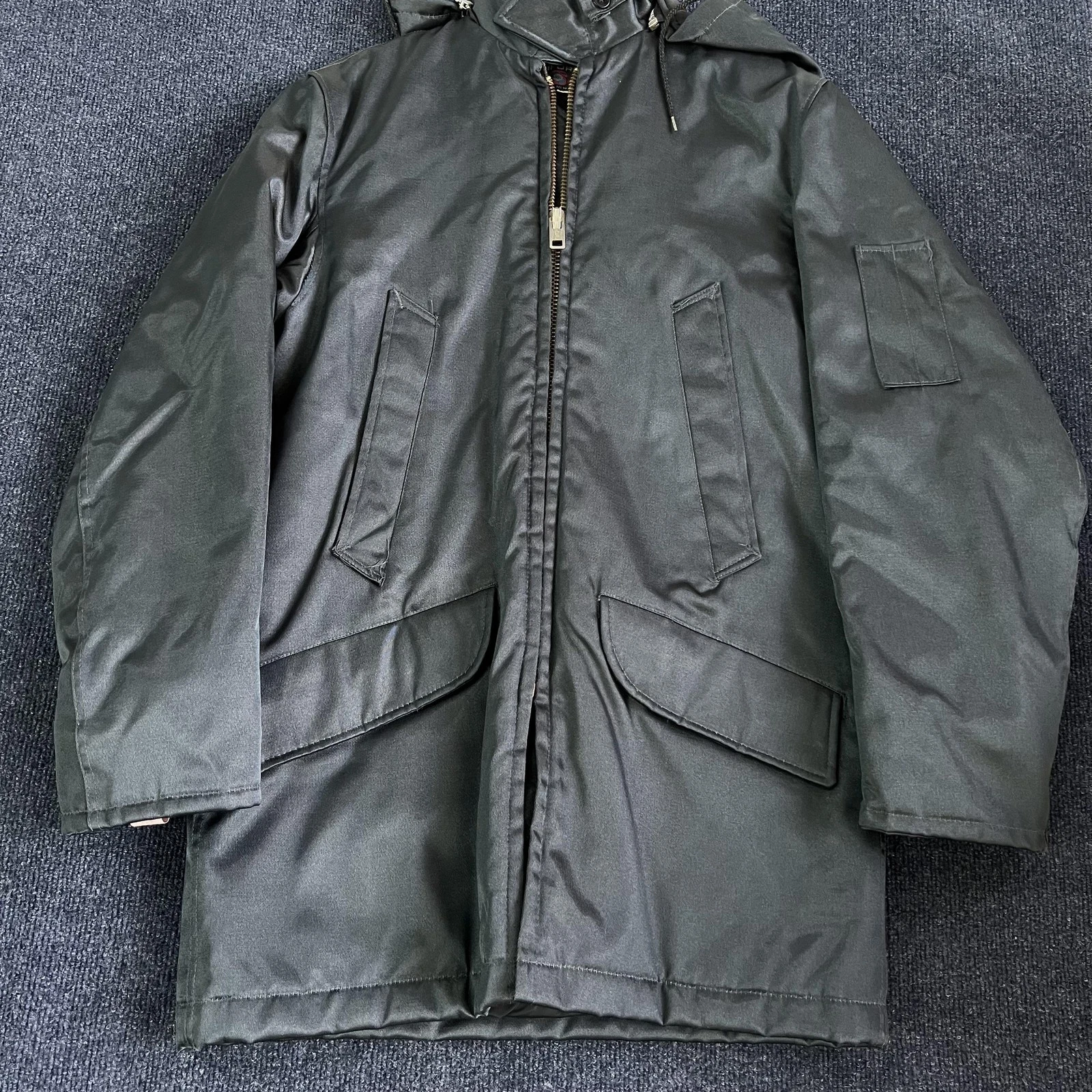 Vintage Some's Uniforms Coat Mens 38 Gray Hooded Insulated Parka Workwear Winter