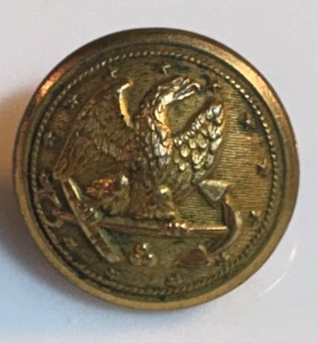 Civil War Era US Navy uniform button TW&W Paris 3-Piece brass guilded officer