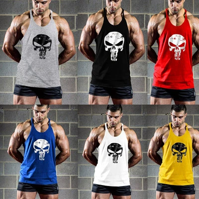 Herren Muskelshirt Tanktop Punisher Skull Totenkopf T-Shirt Achselshirt Hemd Gym - Bild 1 von 4
