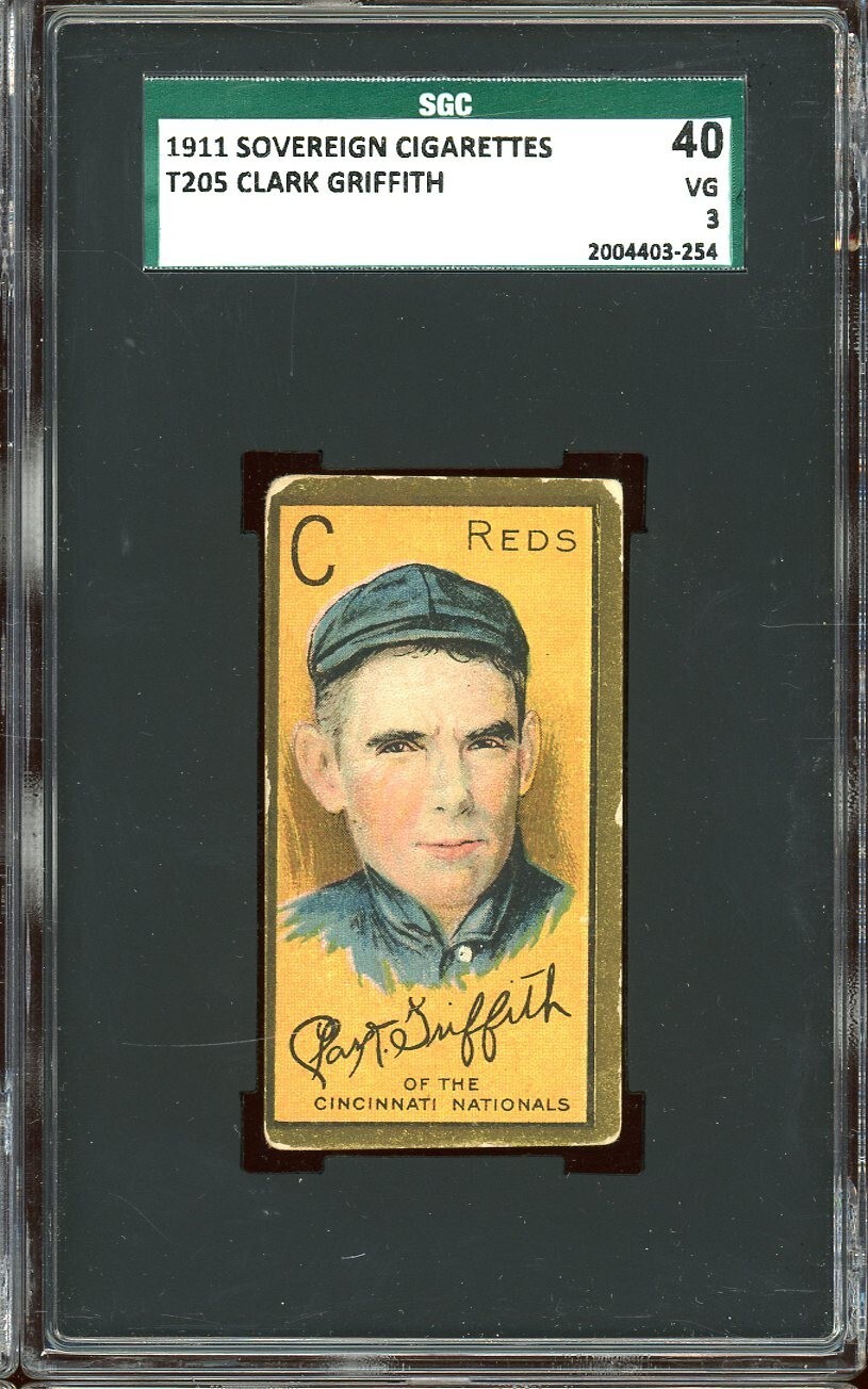 1911 T205 Sovereign Cigarettes Baseball Clark Griffith SGC 3