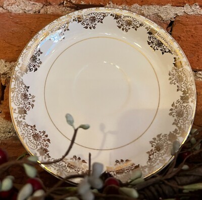 Vintage Ostrow Princess Anne Saucer Plate | 22K Gold Trim | Golden Dusk 6.5'' Cer