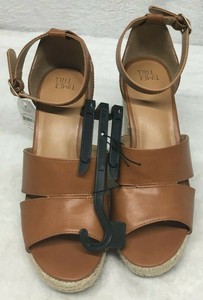 cognac open toe heels