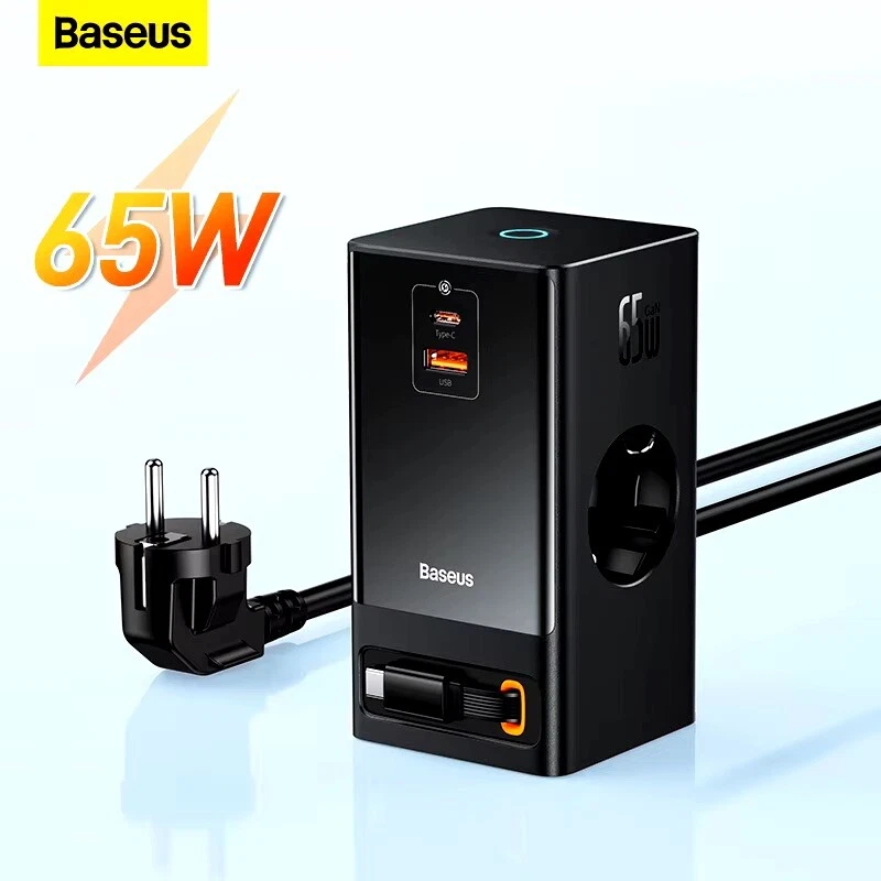 Baseus GaN5 Pro 65W Charger 2500W 3AC Fast Charging Power Strip Station No Box - Image 2 of 4