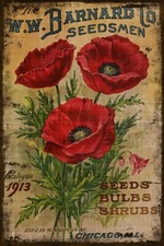 Poppy Seeds Gardening Advert Aged Rusty Look Vintage Style Metal Sign Plaque