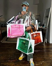 Reusable Designer Inspired Grocery Tote with Birken Croc Print MSRP $89 NEW