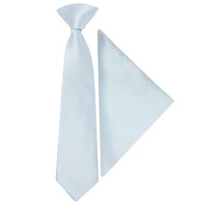 Tied Misty Blue Satin Boys Tie and Pocket Square Set Age 4-7 Kids Wedding Tie