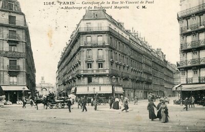 PARIS Kreuzung Rue Saint Vincent de Paul Maubeuge und Boulevard Magenta Animé