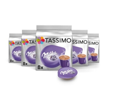 Tassimo Capsules, 40 Milka Cocoa Capsules, Pack of 5, 5 x 8 Drinks